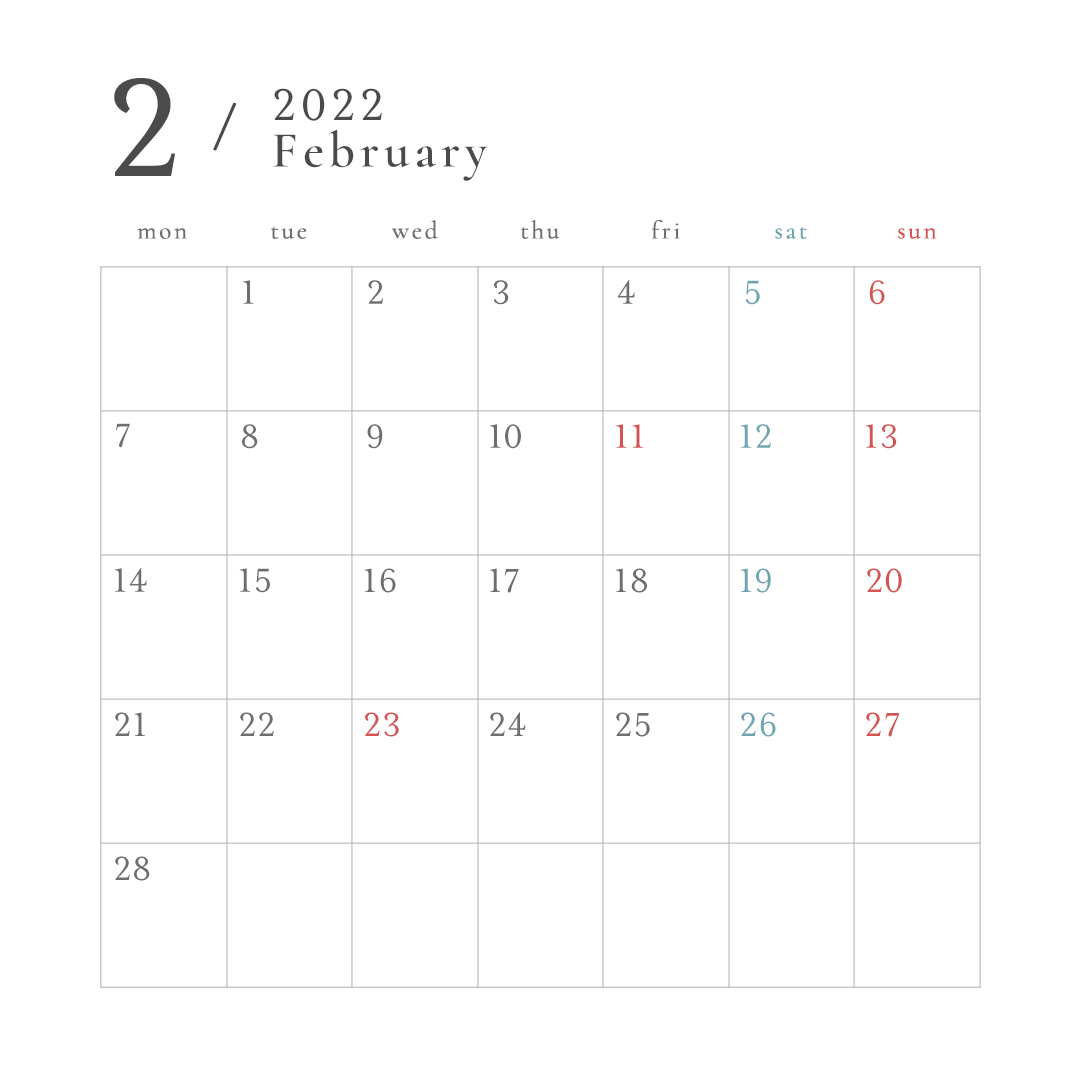 インスタ用 おしゃれな営業日カレンダー画像22作成しました ダウンロード無料 コトノハデザインブログ